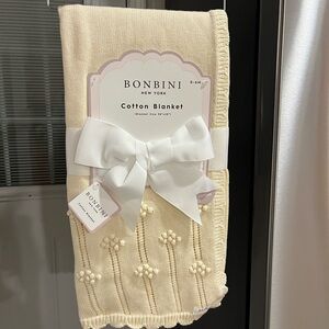 NWT Bonbini Cream Cotton Blanket Baby Blanket 100% Cotton